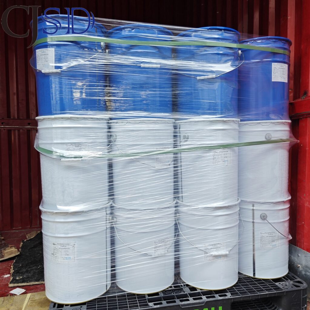 Packaged CJSD epoxy fiberglass coating components in drums ready for shipment