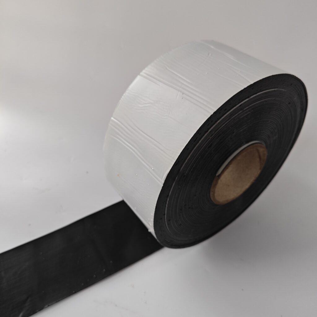 CJSD polyethylene anticorrosion tape roll with black adhesive and white backing