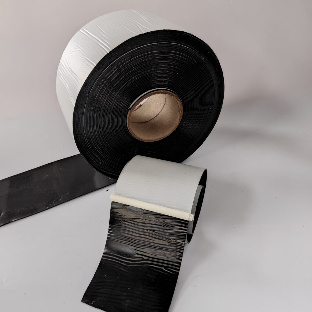 CJSD polyethylene tape showing white backing and black adhesive